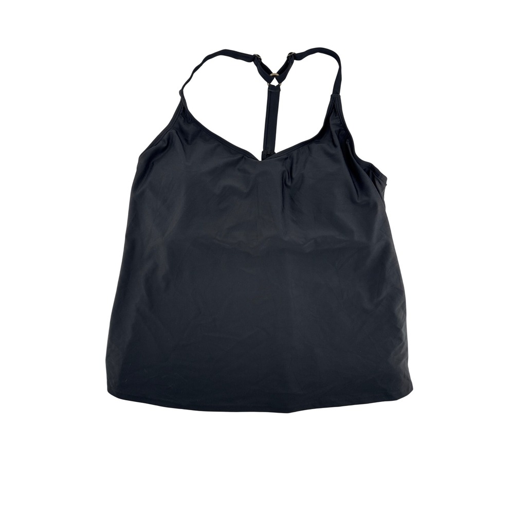 Island Escape Womens Black Underwire Tankini Top Full Bust Support L760063 14